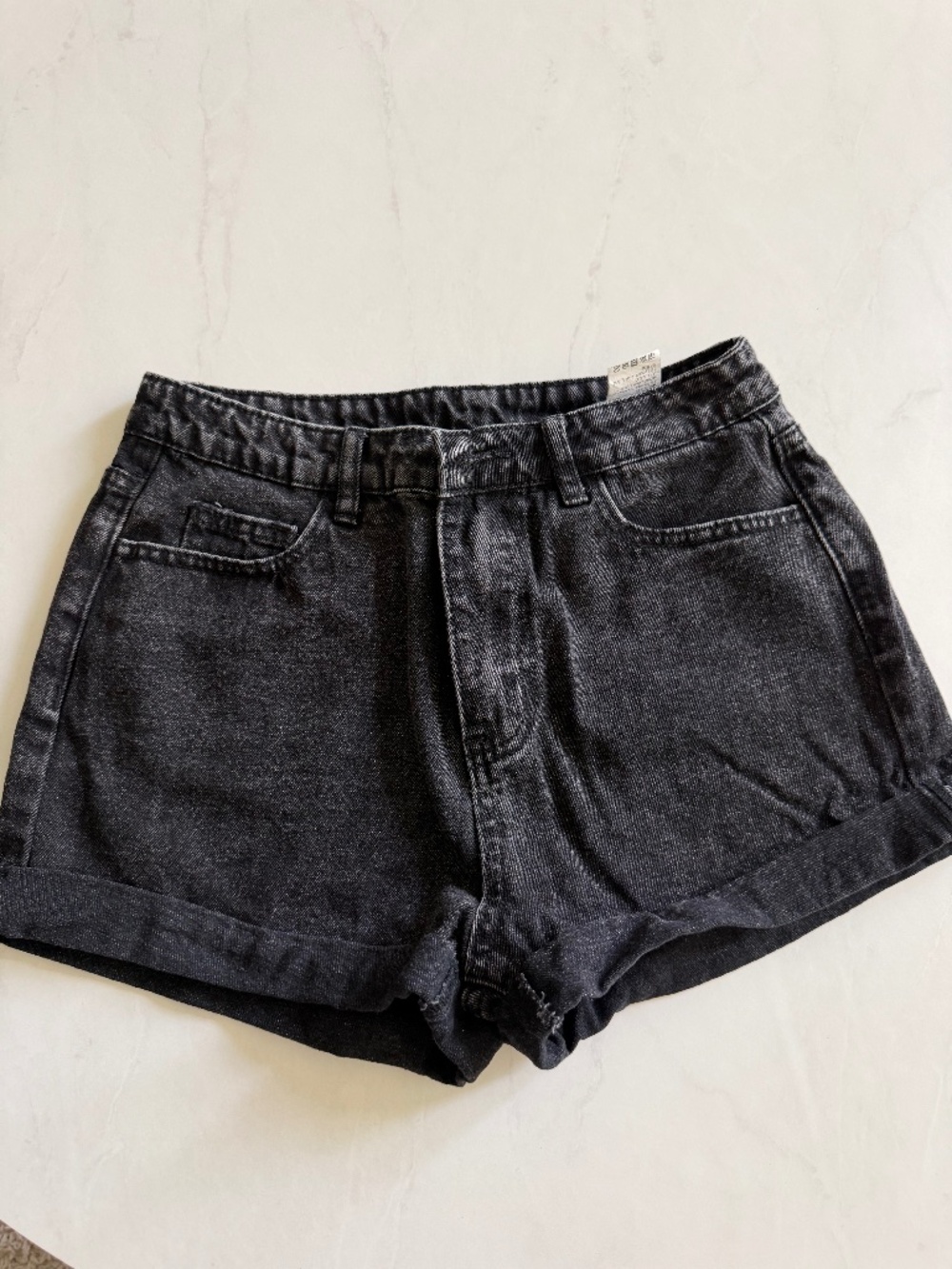 Black denim jeans short